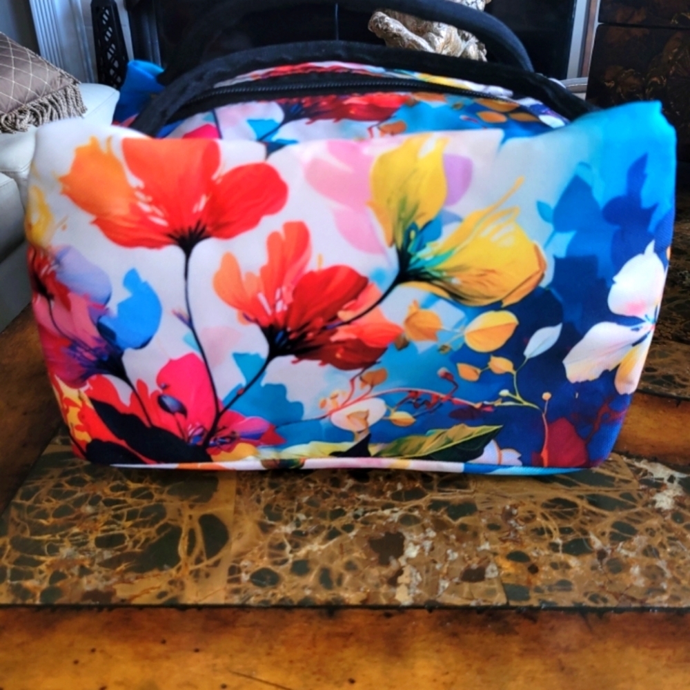 Colorful Floral Cosmetic Bag